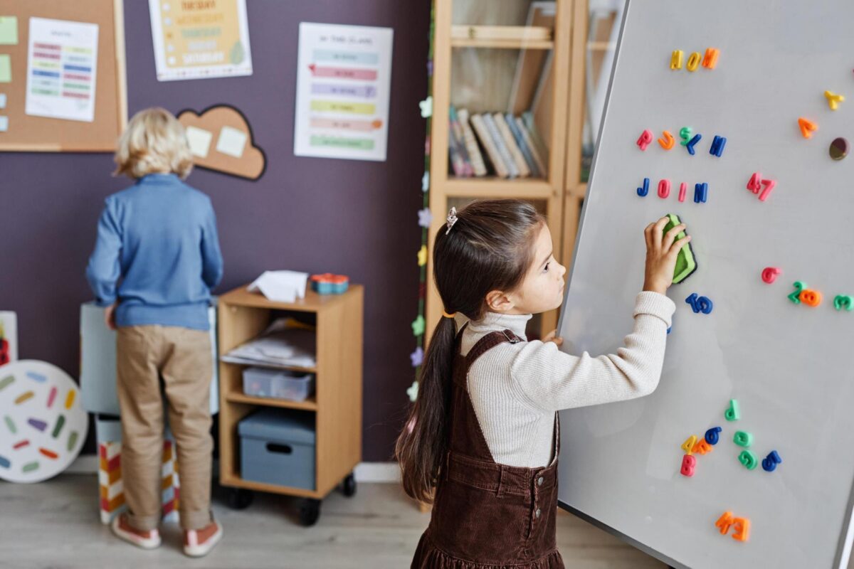 Chore chart on wall with shared family responsibilities